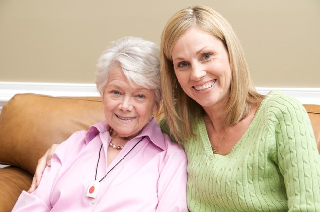 Mother and daughter wearing medical alert